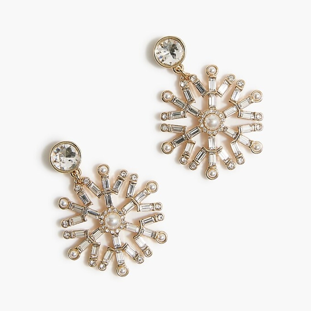 Sold Out J Crew Gold and Silver Rhinestone Snowflake Earrings